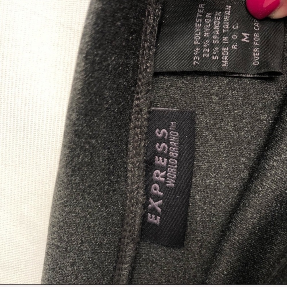 Express Dark Heather Gray Drawstring Mini Skirt M - image 6